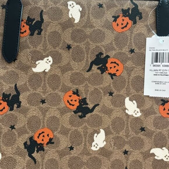 New Coach City Tote In Signature Canvas With Halloween Print CW450 - Picture 7 of 8